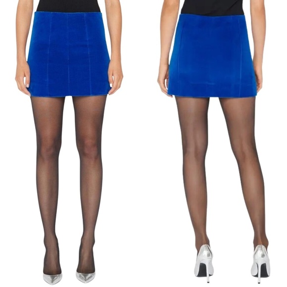 NEW FRAME Seamed Velvet Mini Skirt in Bluette Sz. 6 - Picture 1 of 6
